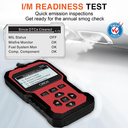 OBD2 Scanner Diagnostic Tool – Check Engine Code Reader with Reset, I/M Readiness & Live Data for All OBDII Cars Since 1996, Supports 9 Protocols, 6 Languages, No Battery Needed