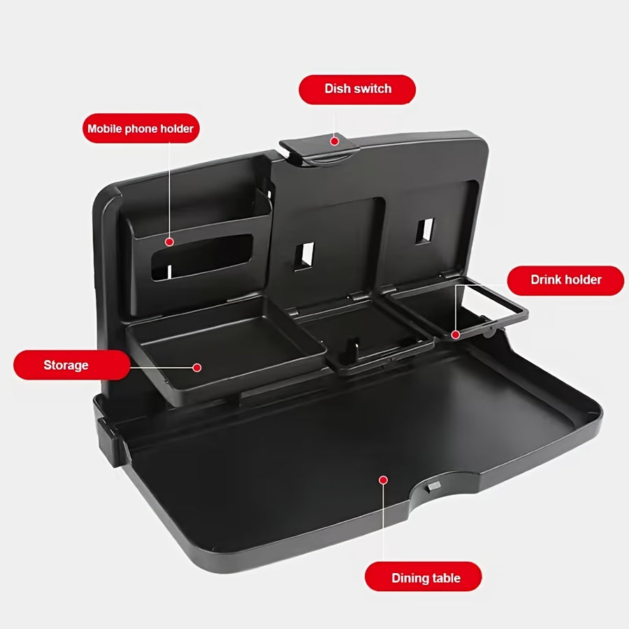 1pc a Versatile And Collapsible Tray for The Back Seat of a Car - a Robust Storage Organizer Featuring a Cup Holder And a Slot for a Phone - Ideal for Suvs, Sedans, And Compact Minivans - a Portable Table And Laptop Desk for Passengers in The Rear