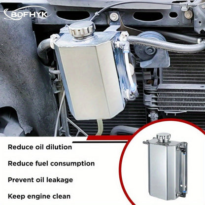 Coolant Overflow Reservoir Tank - 2L Universal Polished Aluminum Expansion Catch Can, Radiator Coolant Recovery Tank for Chevy, GMC, Buick & Most Vehicles