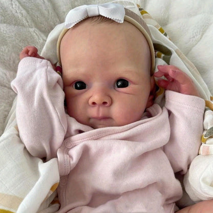 Reborn Baby Doll 18 Inch Full Vinyl Body Bath-Safe with 3D Painted Skin Visible Veins Hand-Drawn Hair – ASTM Certified Lifelike Newborn Girl Gift Includes Outfit Pacifier & Birth Certificate Ages 3+ 45cm