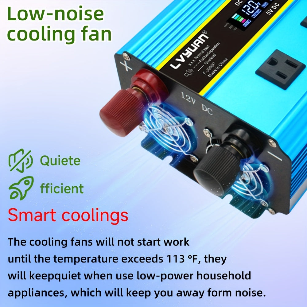 LVYUAN Pure Sine Wave Inverter 3000 Watt/6000W(Peak)Inverter 12V to 110V DC to AC with Remote Controller, LCD Display 4 AC Sockets And 4 USB Charge Ports for Home Car Truck Solar System