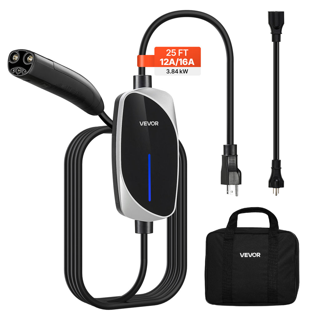 VEVOR Level 1/2 Tesla Charger 16A Portable EV Charger 25 ft Cable 120V-240V NEMA 6-20P
