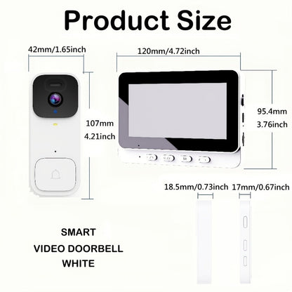 Smart Video Doorbell Wireless Touchscreen Display | Motion Detection 2-Way Audio Local Storage No Subscription | Easy No-Wire Install Home Security Doorbell Camera System