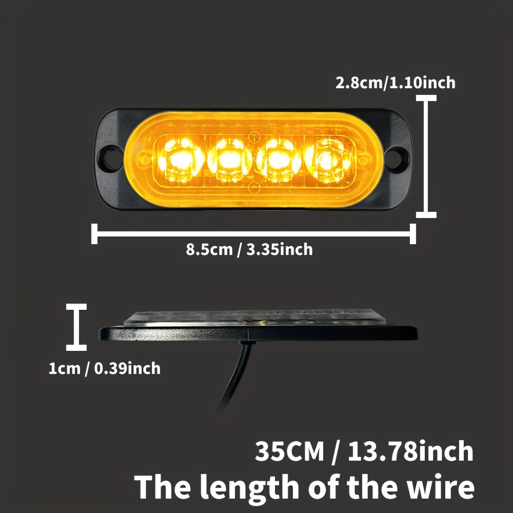 Set of 10 Upgraded Universal LED Lights for Trucks And Cars, Available in Amber, Red, And White Colors, Suitable for 12V-24V Systems, Without Battery
