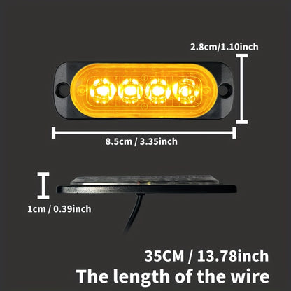 Set of 10 Upgraded Universal LED Lights for Trucks And Cars, Available in Amber, Red, And White Colors, Suitable for 12V-24V Systems, Without Battery