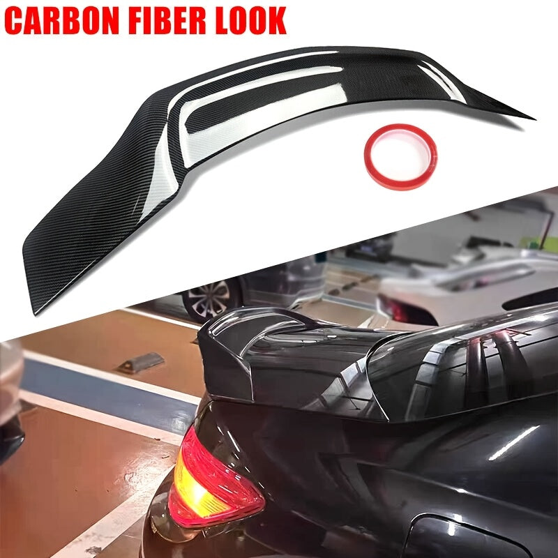 for Mercedes Benz W204 C250 C300 C63 AMG C-Class 4 Door Sedan Rear Duckbill Highkick Trunk Spoiler Wing, Gloss Black/Carbon Pattern, Chrome, ABS Material