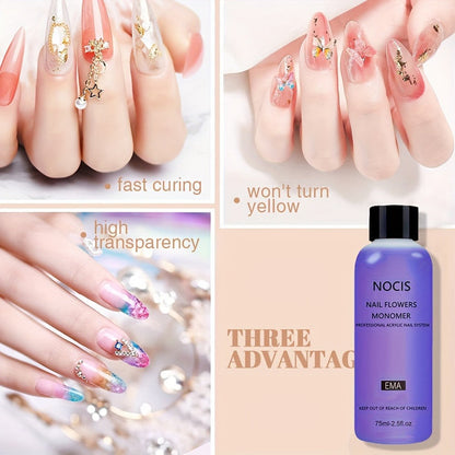 Acrylic Nail Kit Professional Complete Set with Clear Pinkish Nude Powder Non-Yellowing Liquid Monomer Nail Brush & Cleaner - Salon Quality DIY Home Manicure Nail Extension Tools