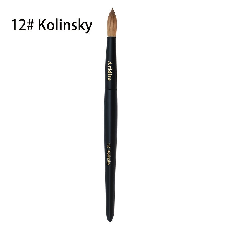 Kolinsky Nail Brush Round Head for Acrylic Extensions – Professional Black Wooden Handle Nail Art Brush with Genuine Kolinsky Hair Bristles, Sizes #8 #10 #12 #14 #16 #18 for Salon & Home Manicure Women