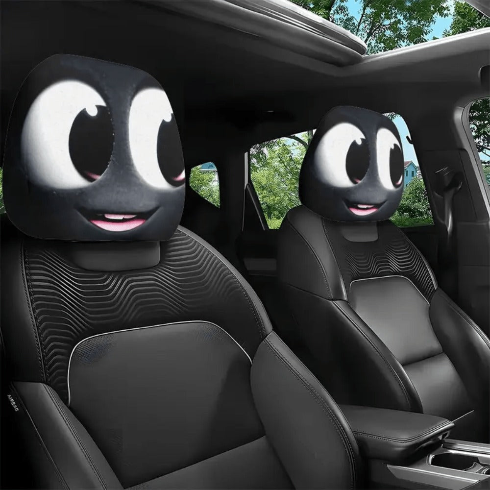 Cute Cartoon Car Seat Covers 2pcs – Universal Fit Soft Polyester Knit Seat Protectors for Women & Girls, Stylish Interior Accessories, Durable Vehicle Seat Protection with Playful Character Design