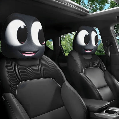 Cute Cartoon Car Seat Covers 2pcs – Universal Fit Soft Polyester Knit Seat Protectors for Women & Girls, Stylish Interior Accessories, Durable Vehicle Seat Protection with Playful Character Design