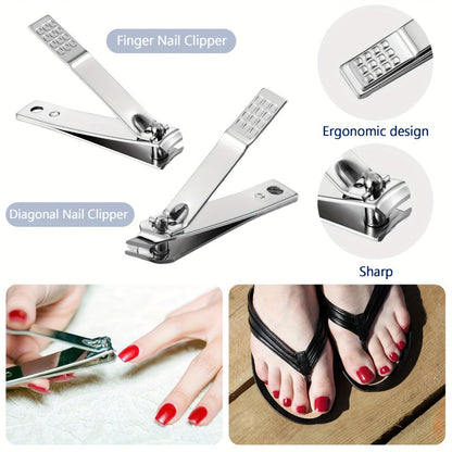 Bulk Nail Clipper Set 50 Pack 8-in-1 Stainless Steel Manicure Pedicure Kit with Portable Travel Case – Professional Grooming Tools Gift Set for Men Women Family Corporate Employees Clients