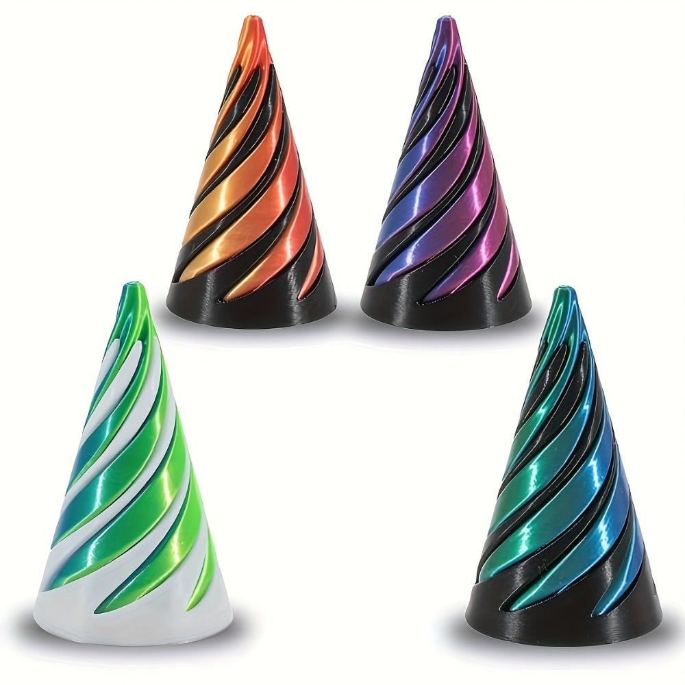 3D Printed Spiral Fidget Cone 10 Pack – Impossible Pyramid Spiral Tree & Carrot Stress Relief Toy, Unique Fish Tank Decoration, Office Desk Novelty Gift for Adults, Blue or Random Color