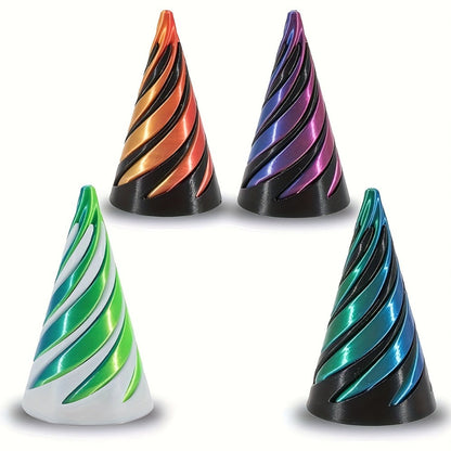3D Printed Spiral Fidget Cone 10 Pack – Impossible Pyramid Spiral Tree & Carrot Stress Relief Toy, Unique Fish Tank Decoration, Office Desk Novelty Gift for Adults, Blue or Random Color