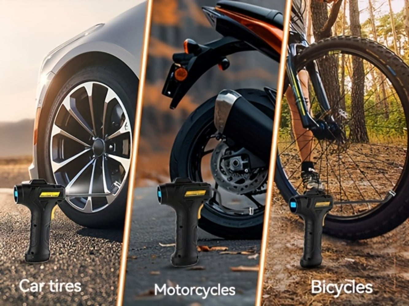 Portable Tire Inflator Air Compressor 150 PSI Cordless with Auto-Shutoff Digital Pressure Gauge LED Light Wireless USB Charging for Car Motorcycle Bike Ball