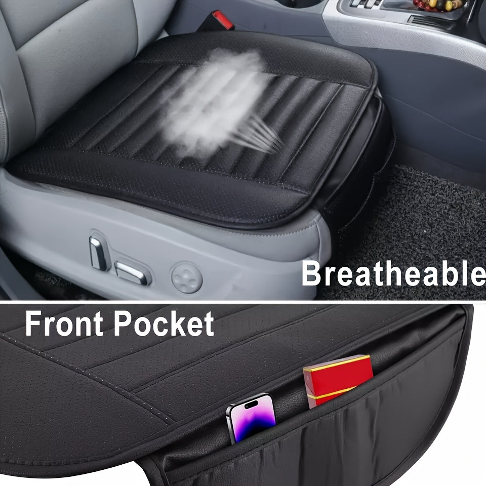 2pcs Premium Car PU Leather Car Seat Cover Pads, Car Half-wrapped Seat Protectors with Non-slip Bottom, Breathable Sponge Filled Car Seat Front Row Protectors, Suitable for Most Vehicles
