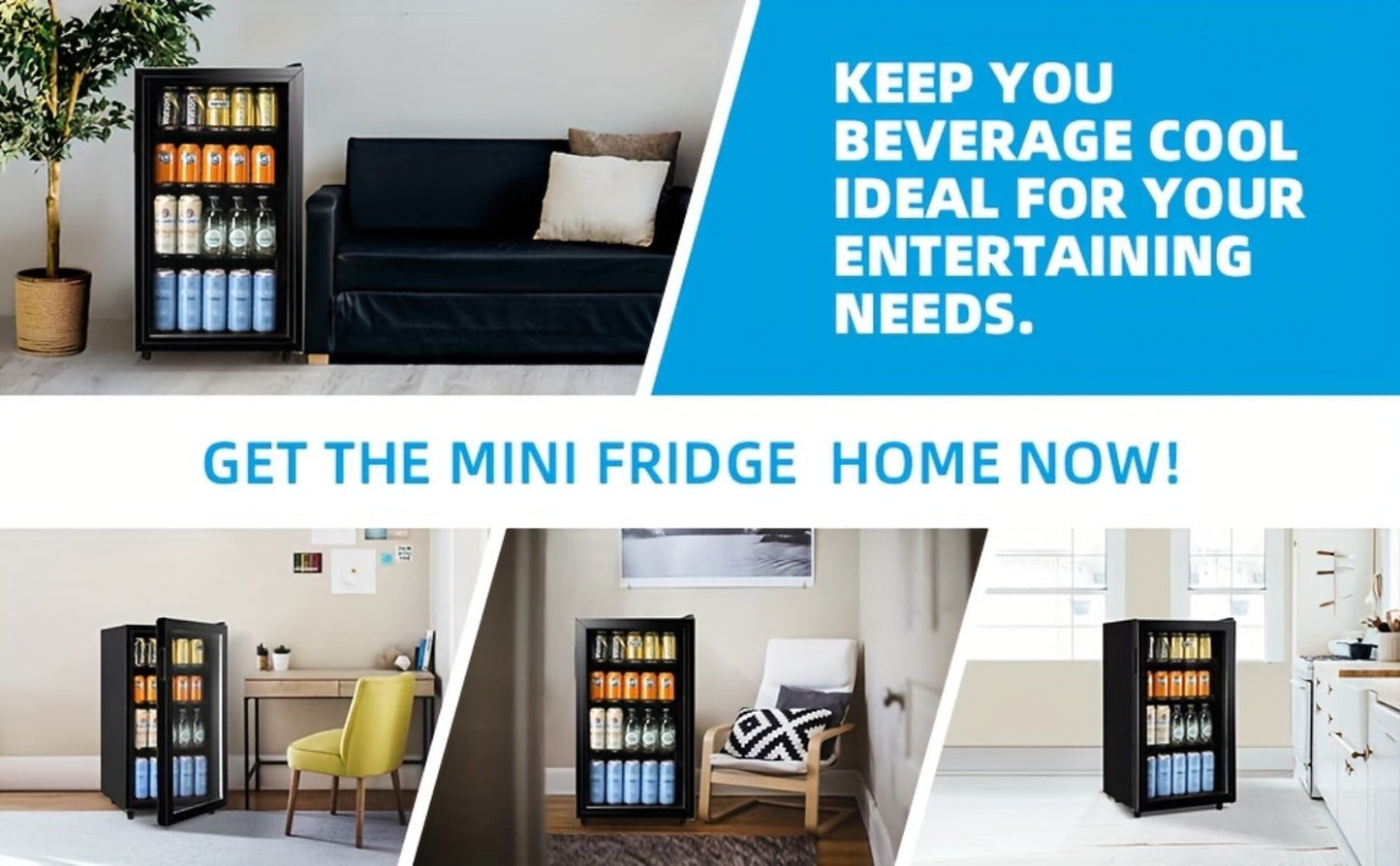 Beverage Refrigerator with Glass Door – Mini Fridge 2.0/3.5/4.0 Cu Ft, LED Lights, Adjustable Shelves, R600a Cooling for Beer, Wine & Drinks, Home, Office & Bar