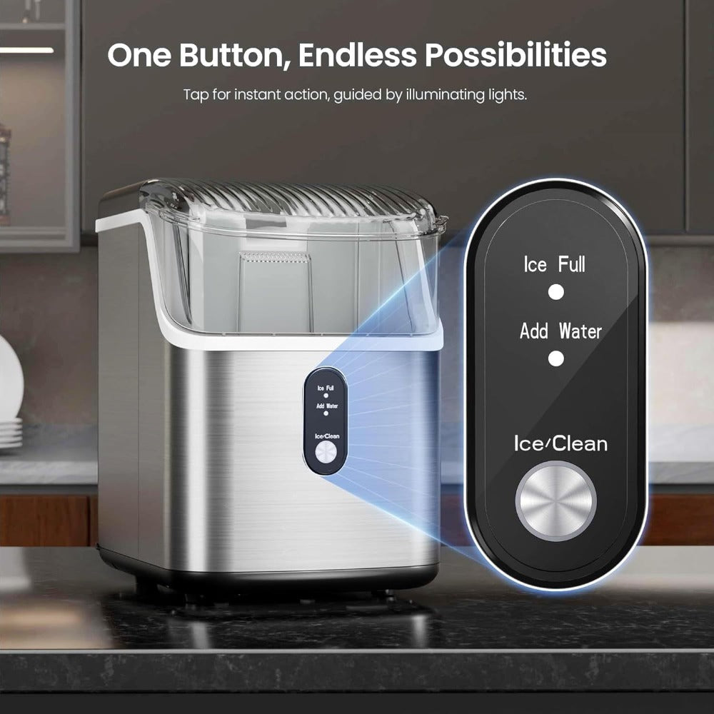 Chewable Ice Maker Countertop – 35 Lbs Nugget Pebble Ice or 26 Lbs Bullet Ice, Self-Cleaning, Includes Ice Scoop & Basket, Perfect Holiday Gift for Home, Kitchen, Easter, Halloween & Christmas