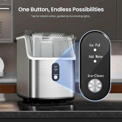 Chewable Ice Maker Countertop – 35 Lbs Nugget Pebble Ice or 26 Lbs Bullet Ice, Self-Cleaning, Includes Ice Scoop & Basket, Perfect Holiday Gift for Home, Kitchen, Easter, Halloween & Christmas