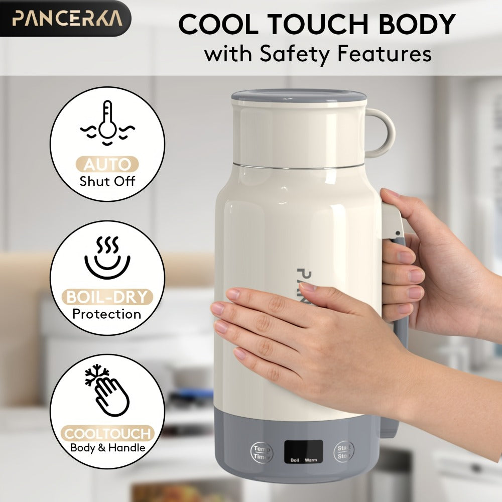 Portable Electric Kettle 400W – 1L 33.8oz Fast Heating 304 Stainless Steel Kettle with Smart Temperature Control, Boil & Warm Functions, Safe & Easy to Clean, Perfect for Travel & Home – Green, White