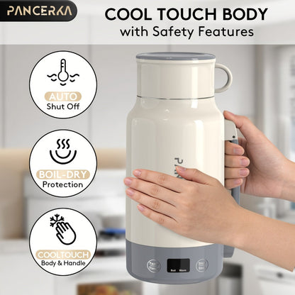Portable Electric Kettle 400W – 1L 33.8oz Fast Heating 304 Stainless Steel Kettle with Smart Temperature Control, Boil & Warm Functions, Safe & Easy to Clean, Perfect for Travel & Home – Green, White