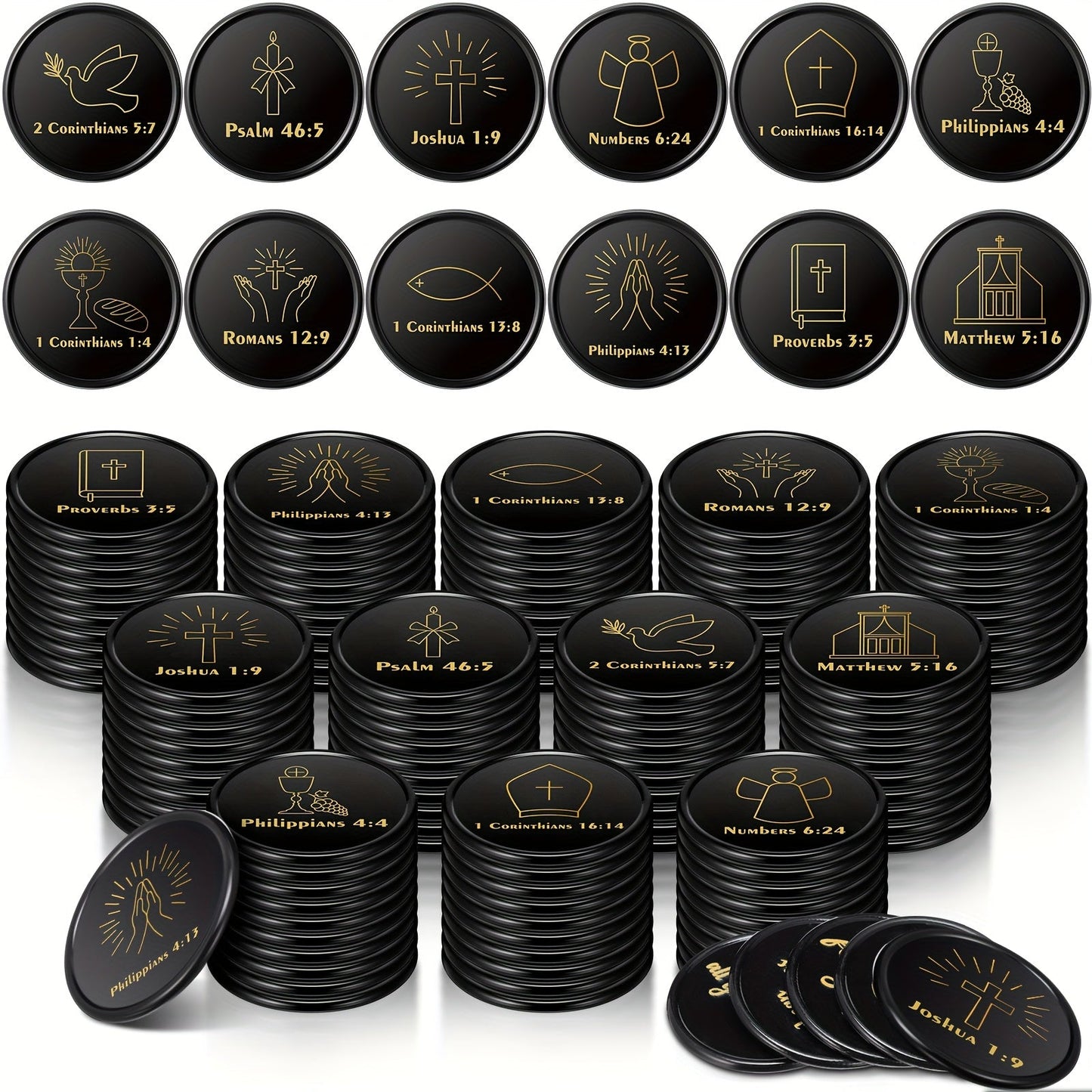 Bible Verse Coins Bulk 120 Pack – Christian Scripture Token Gifts for Church Events, Sunday School Prizes, VBS Rewards, Baptism, Easter Basket Fillers & Religious Party Favors