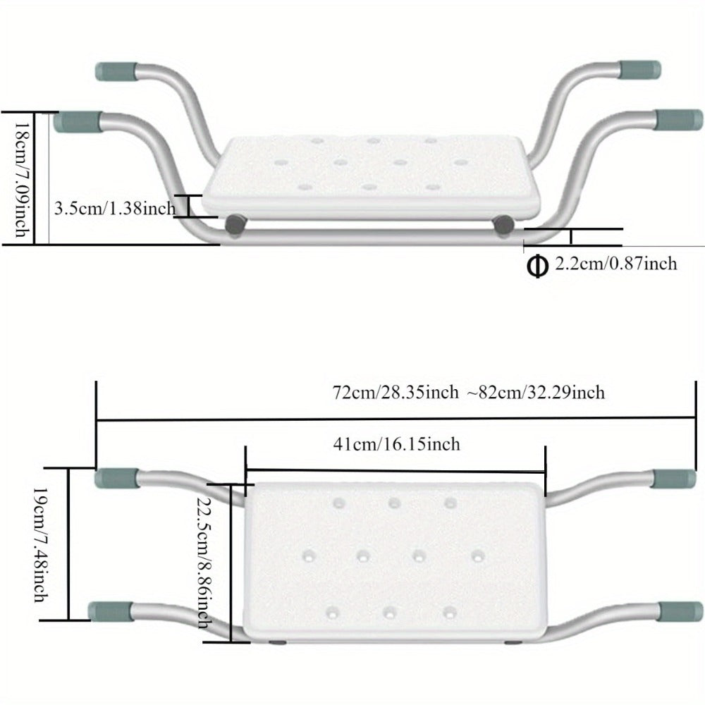 Bath Seat Adjustable Aluminum Shower Chair – Suspended Bathtub Stool with Anti-Slip Handles, 300 lbs Capacity | Lightweight Retractable Bath Board for Elderly, Disabled & Injured, 3 Length Settings