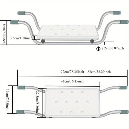 Bath Seat Adjustable Aluminum Shower Chair – Suspended Bathtub Stool with Anti-Slip Handles, 300 lbs Capacity | Lightweight Retractable Bath Board for Elderly, Disabled & Injured, 3 Length Settings