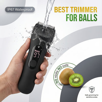 Waterproof Beard Trimmer 5-in-1 Body Grooming Kit for Men IP67 USB Rechargeable Electric Razor with Ceramic Blades LED Display – TAZTIR Black Matte Finish Gift Box Set, Birthday Father's Day Holiday Gift