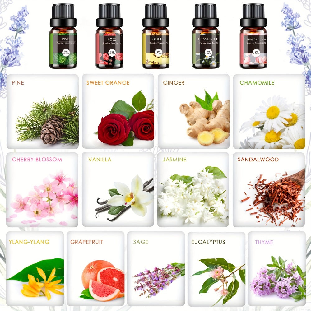 Essential Oil Set – Pure Natural Aromatherapy Oils in Amber Glass Bottles for Diffuser & Humidifier, DIY Fragrance, Valentine's Day & Holiday Gift for Women, Girls, Friends & Family (12/20/26pcs)