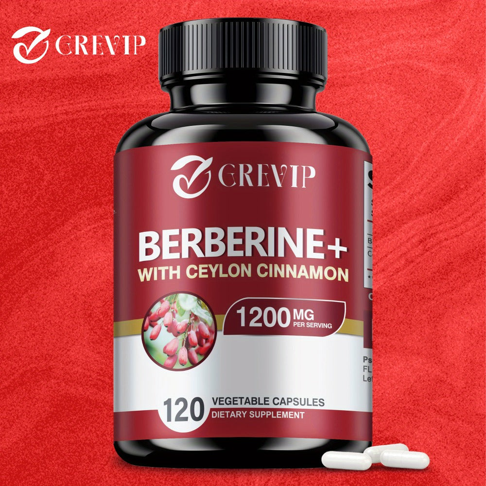 Berberine + Ceylon Cinnamon Supplement 120 Capsules – Support Healthy Cholesterol, Blood Sugar & Heart Health | Berberine HCl Dietary Supplement for Women & Men