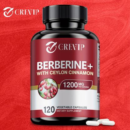 Berberine + Ceylon Cinnamon Supplement 120 Capsules – Support Healthy Cholesterol, Blood Sugar & Heart Health | Berberine HCl Dietary Supplement for Women & Men