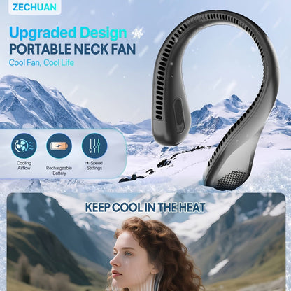 Bladeless Neck Fan Rechargeable, 4 Speed Hands-Free Portable Neck Fan 66 Vents 4-16 Hours Battery, Type-C USB Wearable Cooling Fan Lightweight for Outdoor Hiking Travel BBQ Picnic Fishing Jobsite