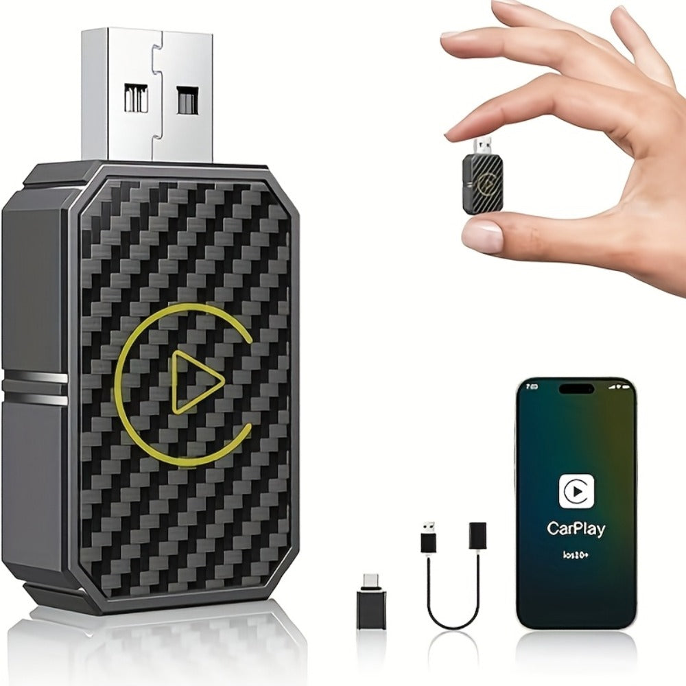 Wireless CarPlay Adapter - Mini Plug & Play Wired to Wireless CarPlay Dongle for Apple iPhone, Low Latency, Fast Stable Connection, 12-24V USB Powered, No Battery, 2025 Upgraded