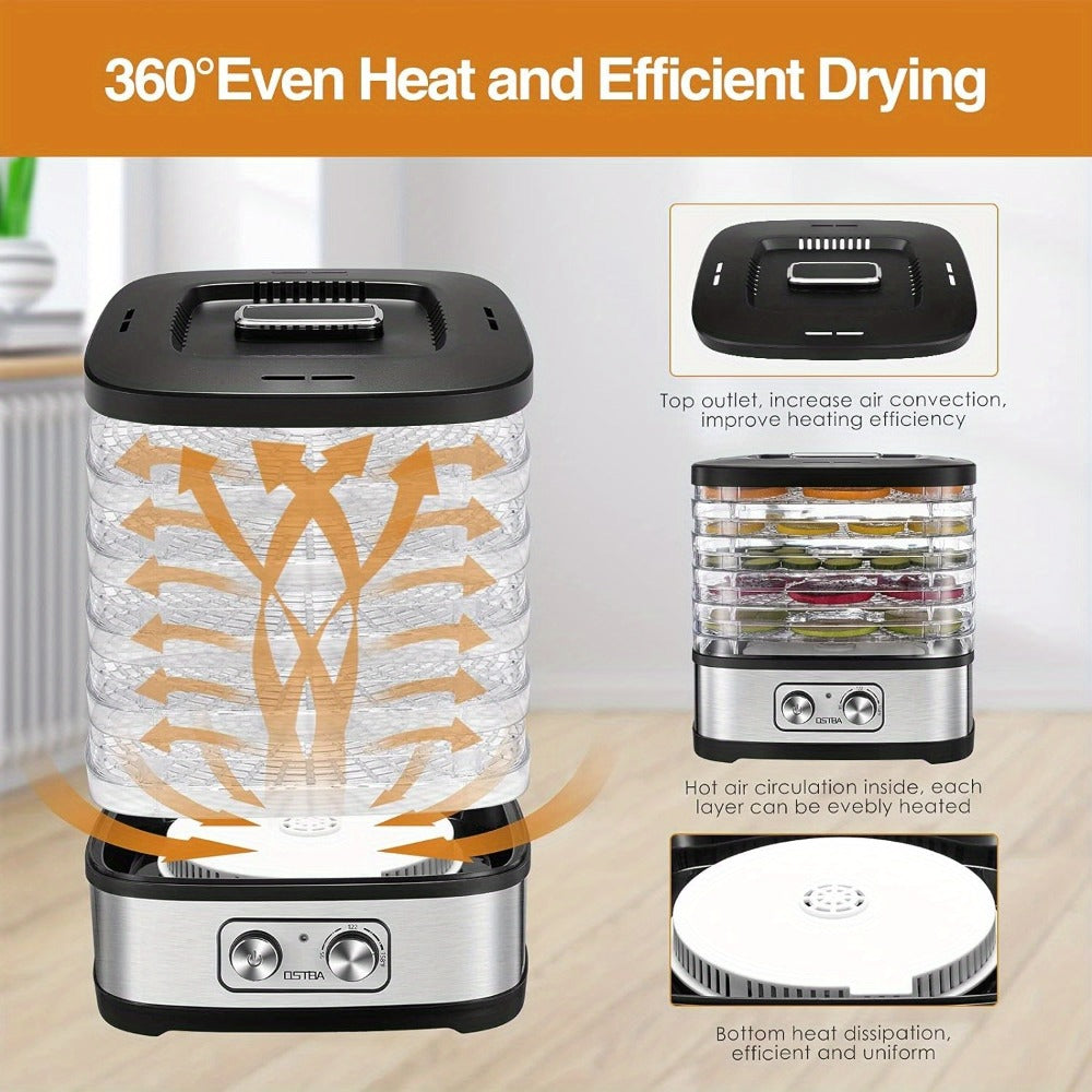 Food Dehydrator 240W with Temperature Control | BPA-Free Dishwasher-Safe Trays, Electric Food Dryer for Jerky, Fruits, Herbs & Vegetables, Recipe Book Included – 5-Tray & 8-Tray Options