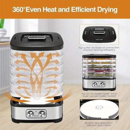 Food Dehydrator 240W with Temperature Control | BPA-Free Dishwasher-Safe Trays, Electric Food Dryer for Jerky, Fruits, Herbs & Vegetables, Recipe Book Included – 5-Tray & 8-Tray Options