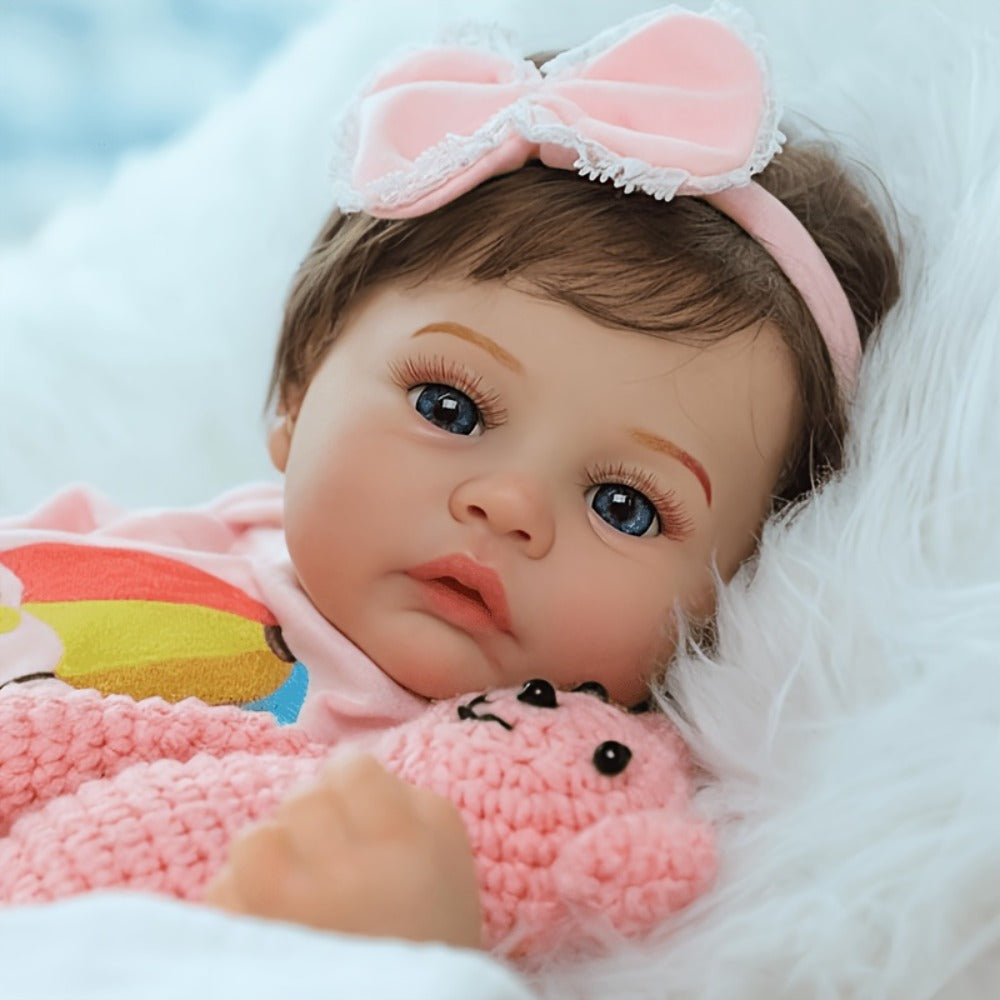 Realistic Newborn Reborn Baby Doll Soft Body Lifelike Hand-Painted Skin Infant Toy Nurturing Companion Gift for Kids Girls Ages 3+ Birthday Halloween Christmas