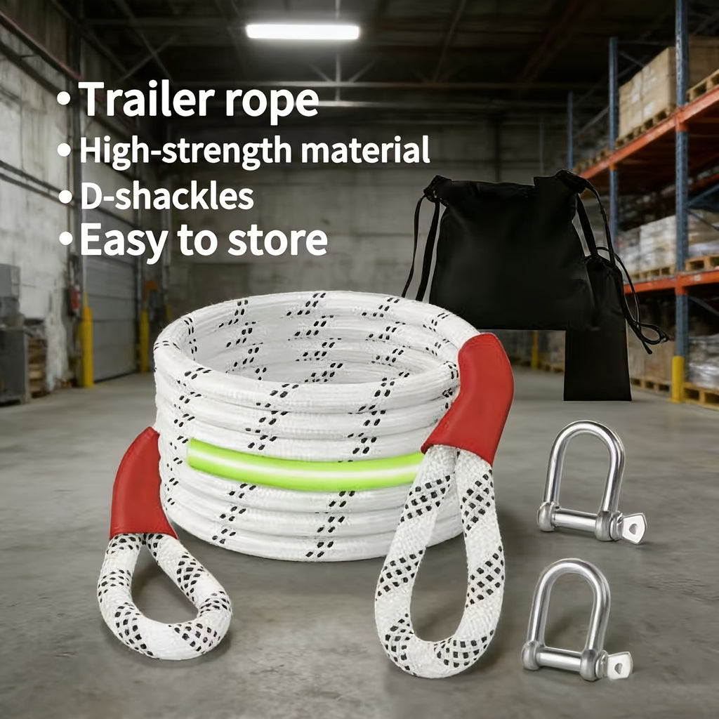 Heavy Duty Recovery Tow Rope, 7500 LBS Break Strength | Emergency Tow Rope for Truck, for Jeep, ATV & More, Towing Strap with 2pcs D Ring Shackles, Reflective Safety Flag, Storage Bag, Durable Polyamide Material