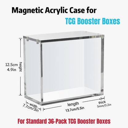 Pokemon Acrylic Display Case with UV Protection – 6MM Thick Crystal Clear Case for Booster Box & Elite Trainer Box, Self-Closing Cover, Polished Corners, Collector Gift