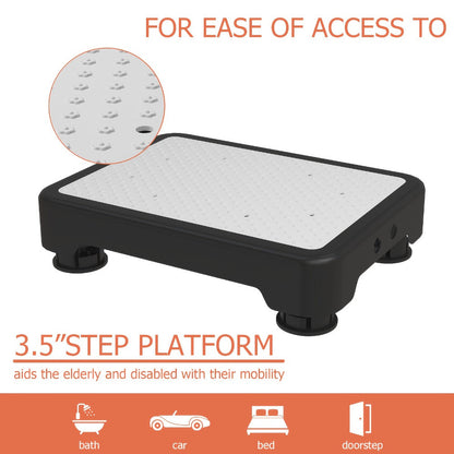 Non-Slip Step Stool Heavy Duty 550LBS Capacity Portable One Step Platform for Elderly Adults - Anti-Slip Rubber Mat Height Adjustable Indoor Outdoor Use Bed Car Door Bathroom Stair