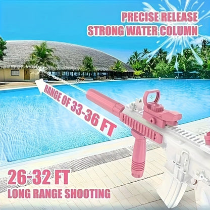 Continuous-Fire Automatic Water Gun for Kids & Adults – High-Capacity Long-Range Squirt Blaster for Summer Beach Pool Backyard Outdoor Play, Birthday Gift for Boys Girls, Blue Pink Random Mini Model