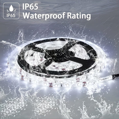 LED Strip Light 600 LEDs 2835 SMD Ultra Bright 5M 16.4ft, IP65 Waterproof Dimmable 12V Flexible Rope Light, Cuttable, for Under Cabinet, Bedroom, Kitchen, TV Backlight, Mirror, Bathroom, Stairway Lighting