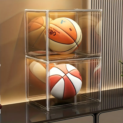 XL Clear Stackable Acrylic Storage Bins with Magnetic Lid – Dustproof Large Display Case for Figures, Collectibles, Helmets, Shoes, Bags, Books, 50L Foldable Organizer 1/2pcs