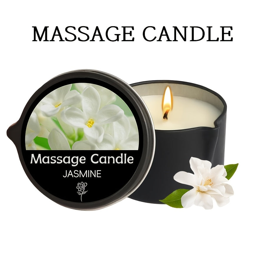 Massage Oil Candle 2-in-1 Soy Wax Scented Candle with Essential Oil — Moisturizing Warm Body Lotion for Spa Pedicure Relaxation Aromatherapy Gift for Women 2oz Multiple Scents