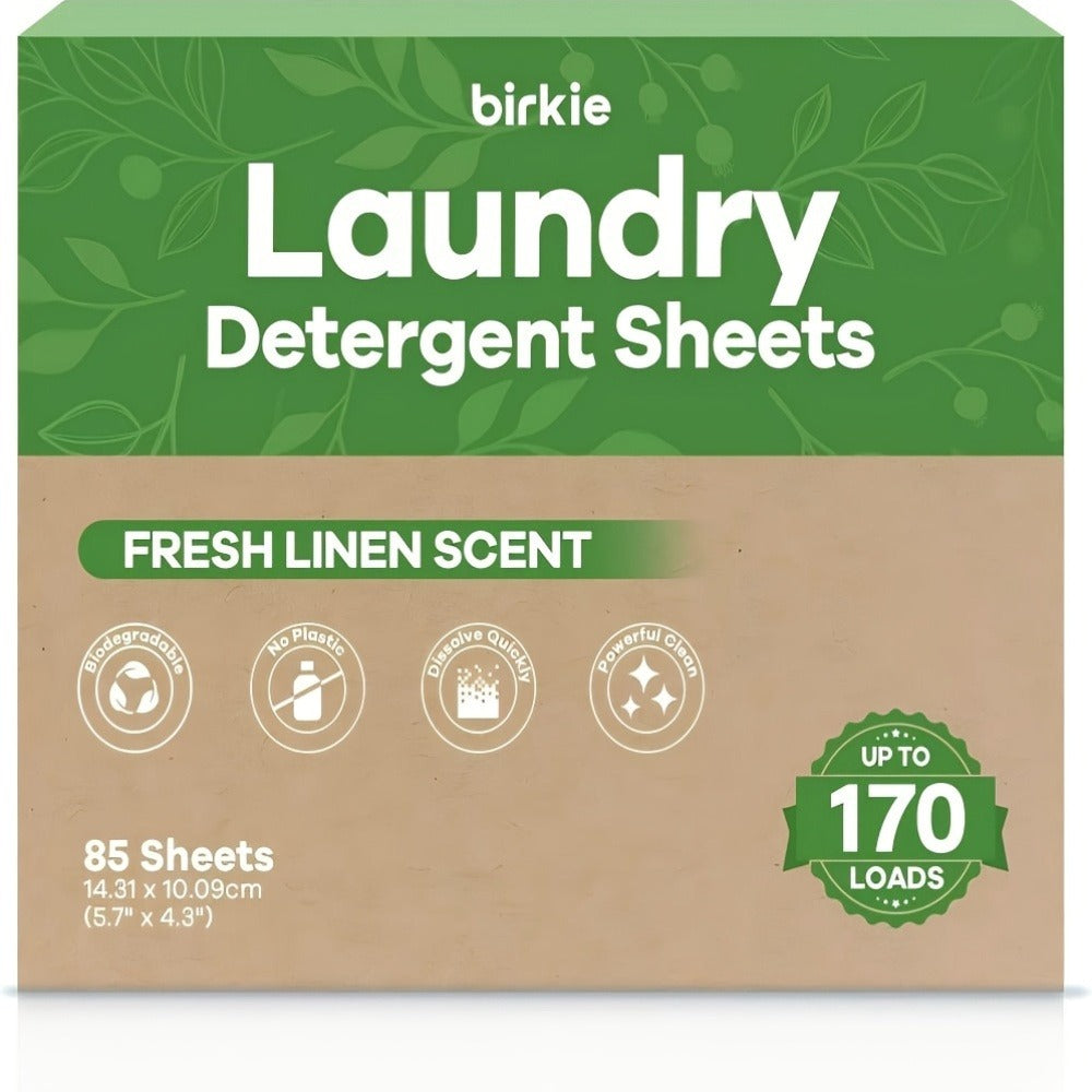 Laundry Detergent Sheets 85 Sheets 170 Loads – Liquid-Free Eco Laundry Strips, No Plastic Jug, Fresh Linen Scent, HE & Standard Washer Compatible