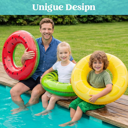 Glitter Donut Pool Float 3 Pack 32.5 Inch Inflatable Swim Ring Set – Strawberry Chocolate Mint Pool Tubes for Summer Pool Party, Birthday Decoration, Kids Teens & Adults