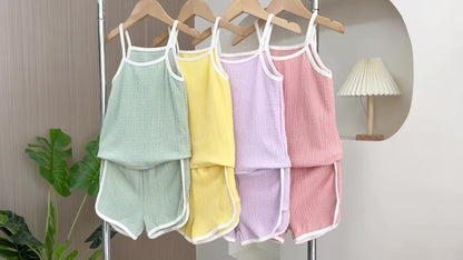 Baby Girl Casual Outfit Set - Sleeveless Summer