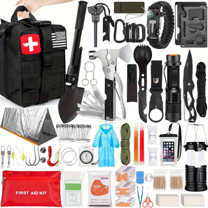38-Piece First Aid Survival Kit – All-in-One Emergency Gear with Fire Starter & Essential Tools for Camping, Hiking & Outdoor Adventures | Perfect Gift for Men
