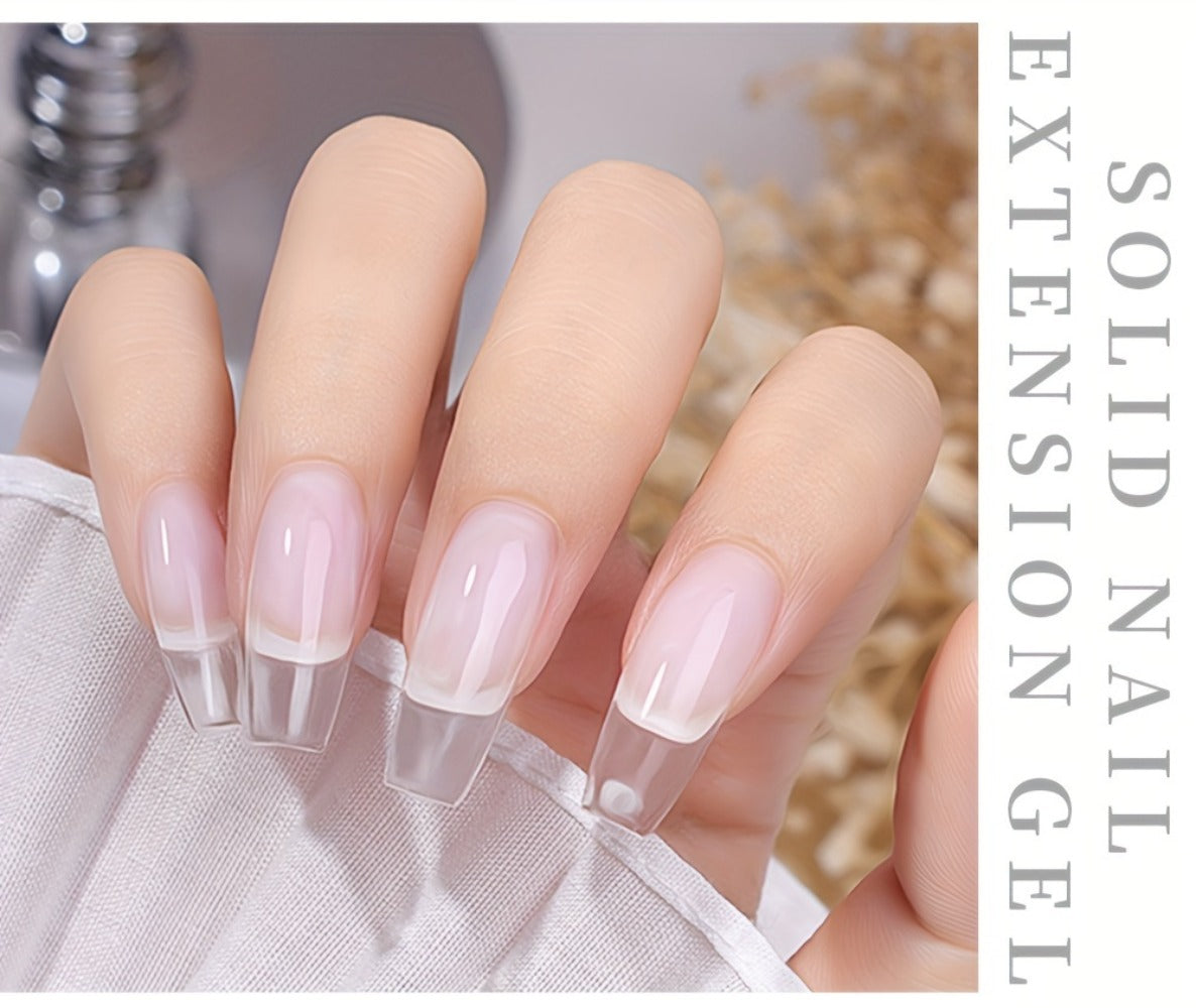 Builder Gel Nail Extension Starter Kit 5pcs Clear Nude Solid — Hard Gel Sculpting Set with Flower Molds & Sculpting Brush for 3D Floral Nail Art, Rhinestone Acrylic Extensions for Women Beginners & Salon