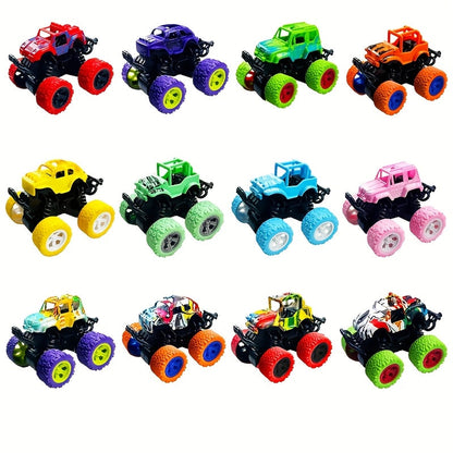 Mini Pull Back Truck Toys Bulk Pack 12pcs – Friction Powered Push & Go Stunt Car Trucks for Boys Girls Kids Teens – Birthday Party Favors Goodie Bag Fillers Vehicle Playset