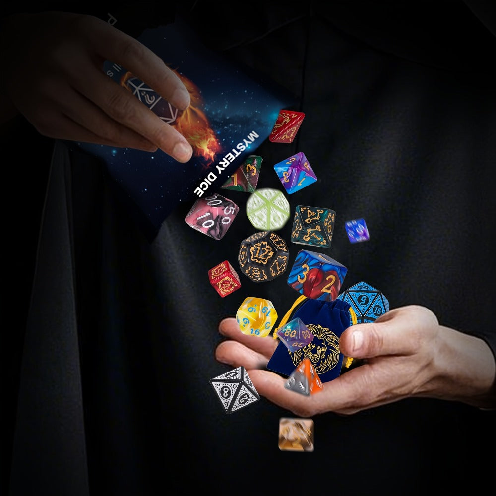 Mystery Dice Blind Box 7-Piece Polyhedral DnD Dice Set – Surprise Boutique Gaming Dice for Dungeons and Dragons, Tabletop RPG, Pathfinder, Party Games, Unique Gamer Gift Ages 14+
